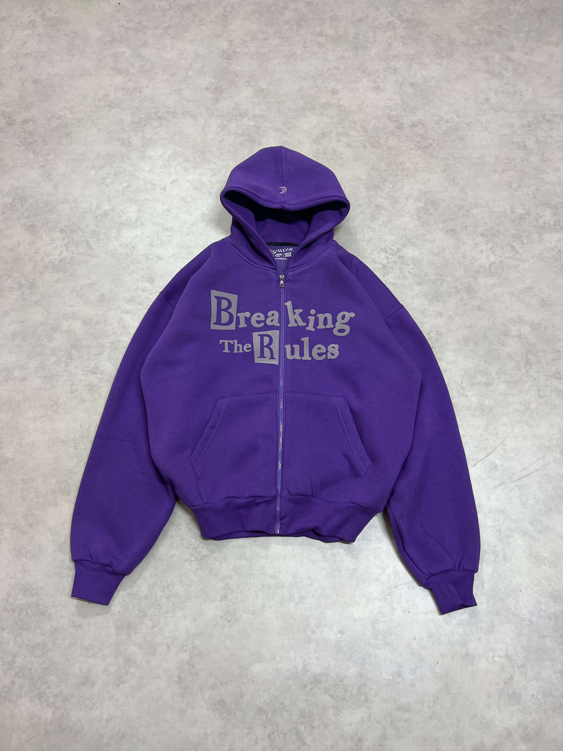 breaking the rules zipper - dark orchid