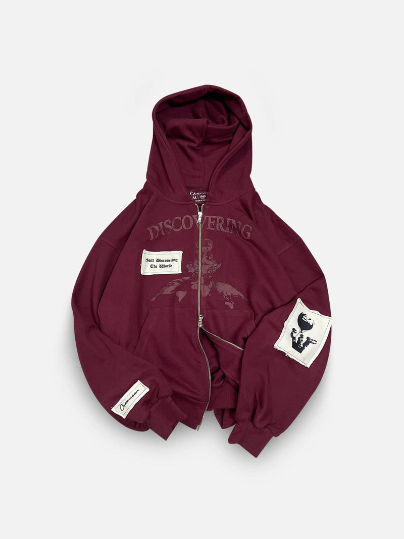 Discovering the world patch zipper - Wine
