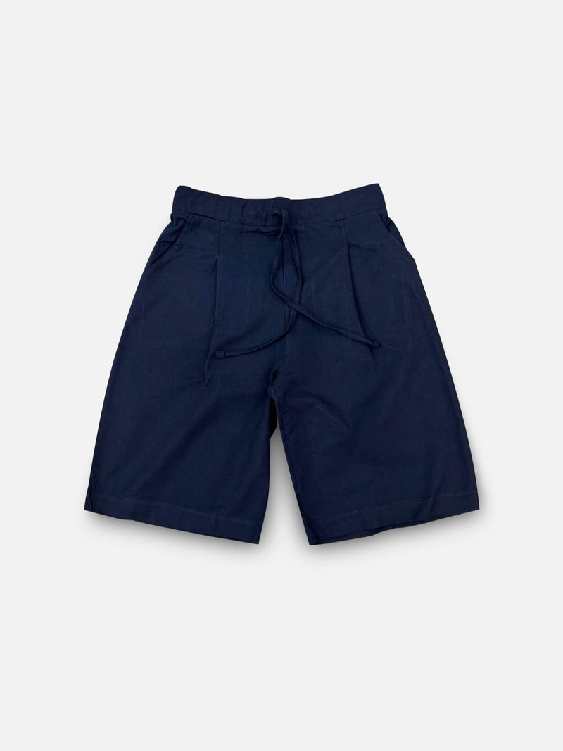 PC Pleated linen Short - navy blue