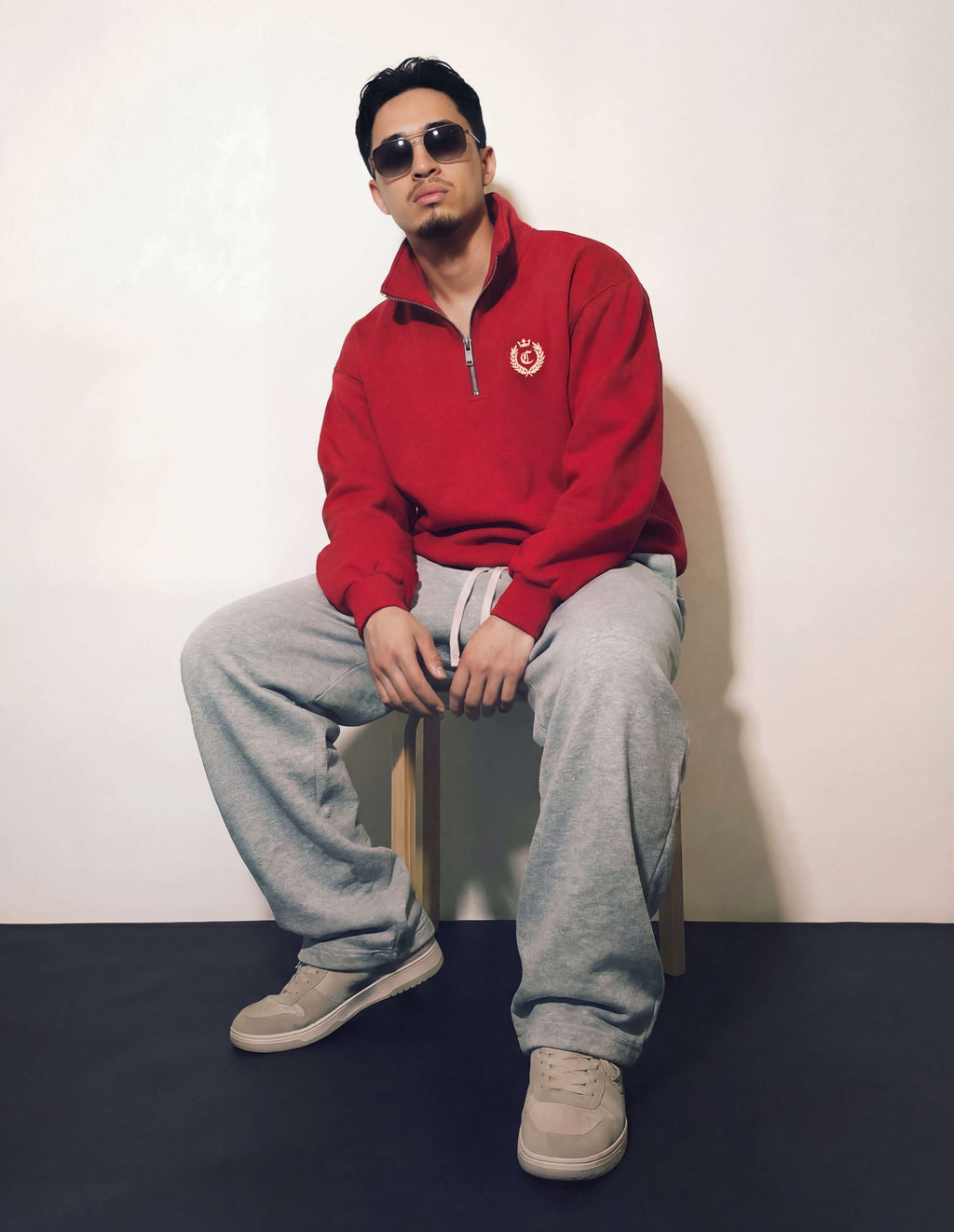 signature quarter zip - Chilli Red