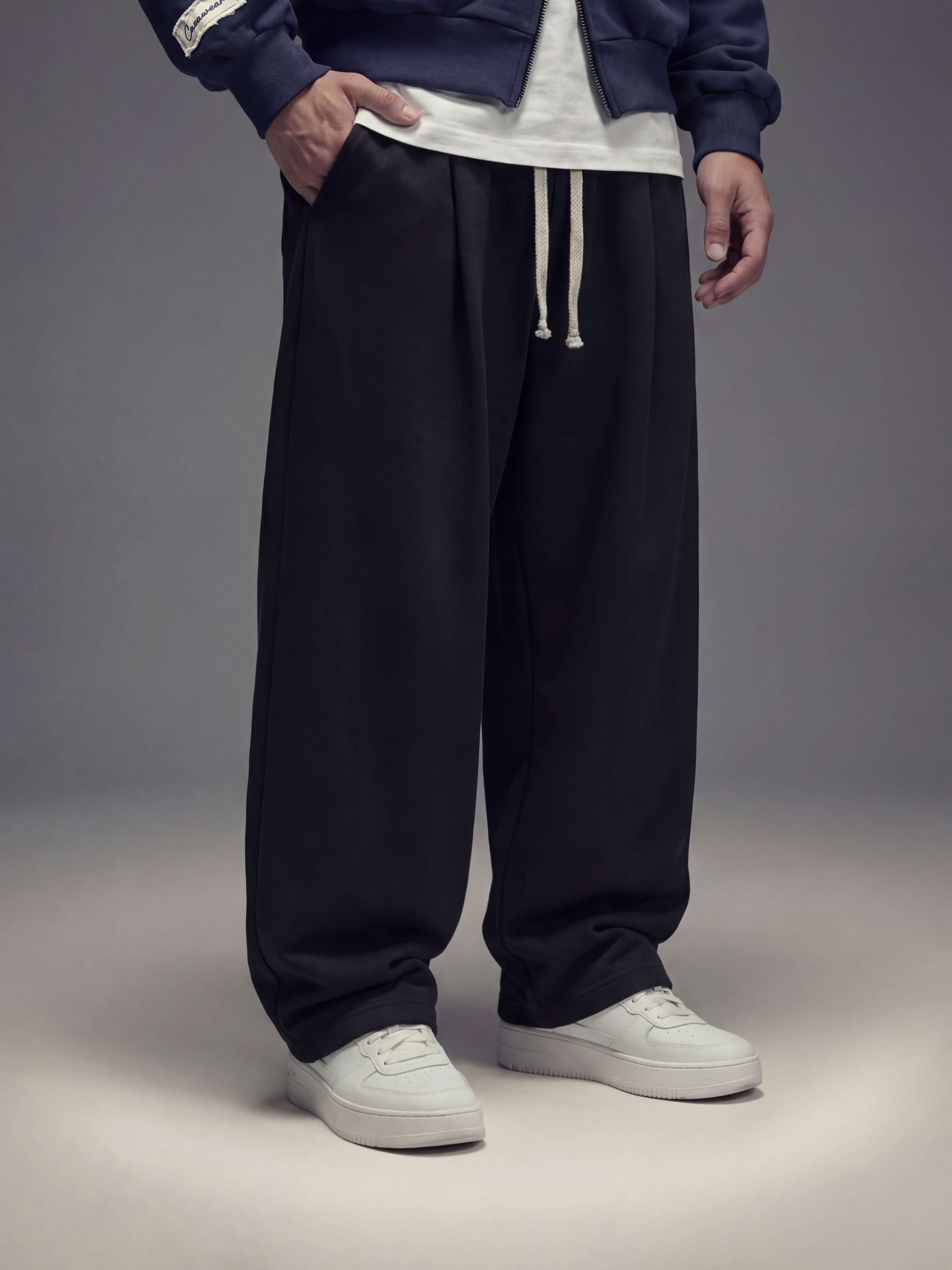 Pleated baggy pant - BLACK