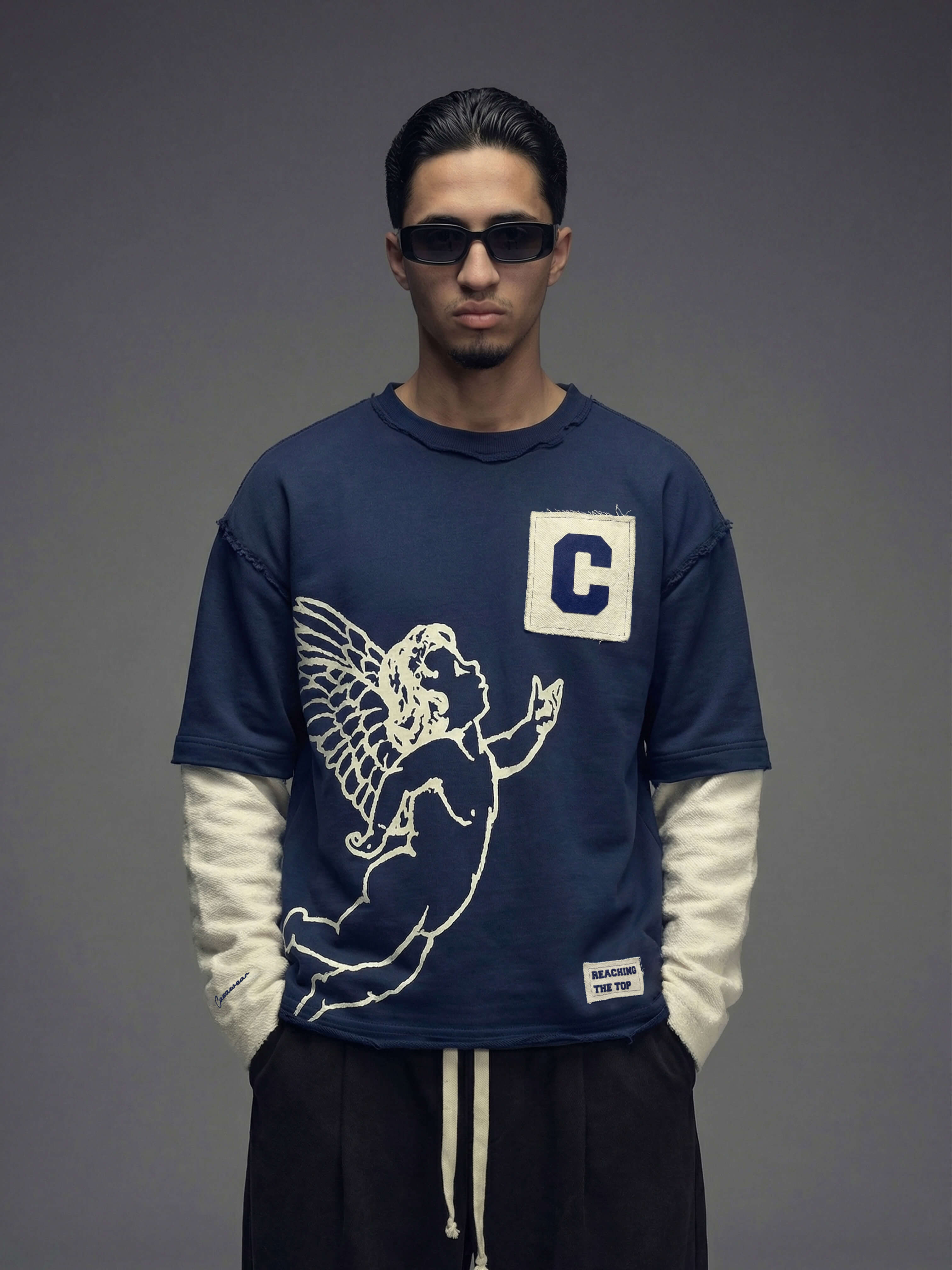 Reaching the top Double sleeves - Navy Blue