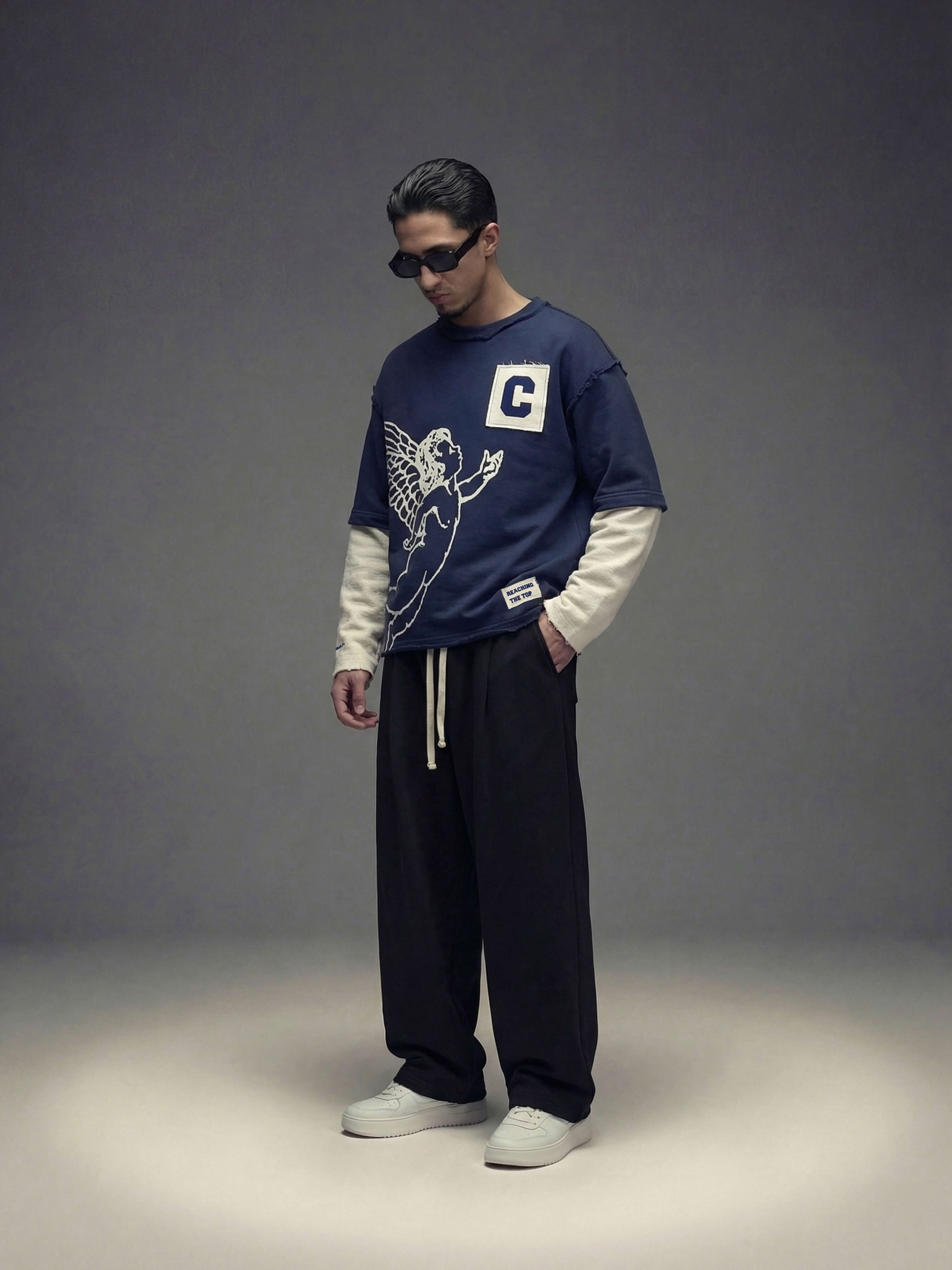 Reaching the top Double sleeves - Navy Blue