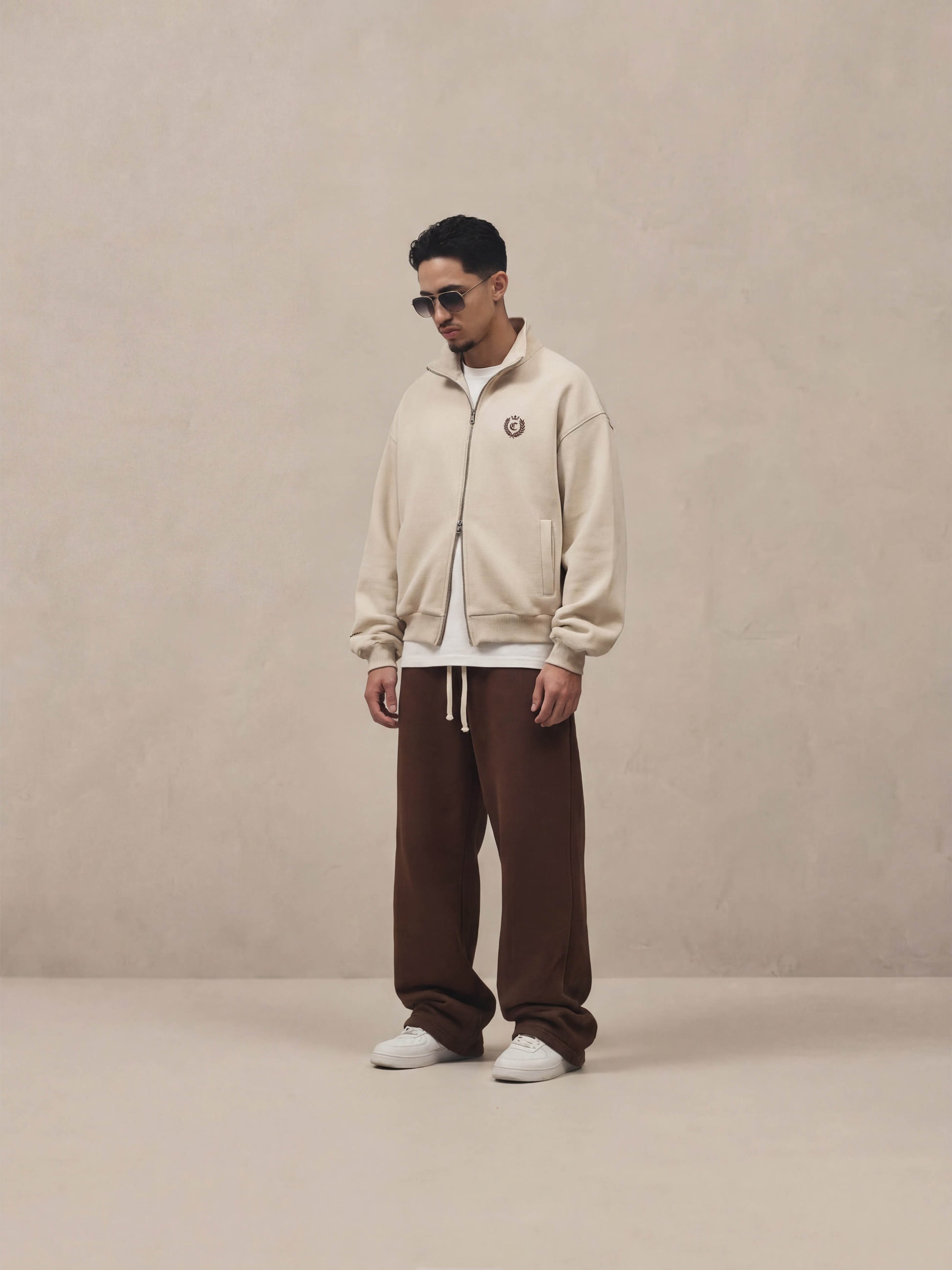 SIGNATURE FULL ZIP SWEATSHIRT - CREAMY MILK