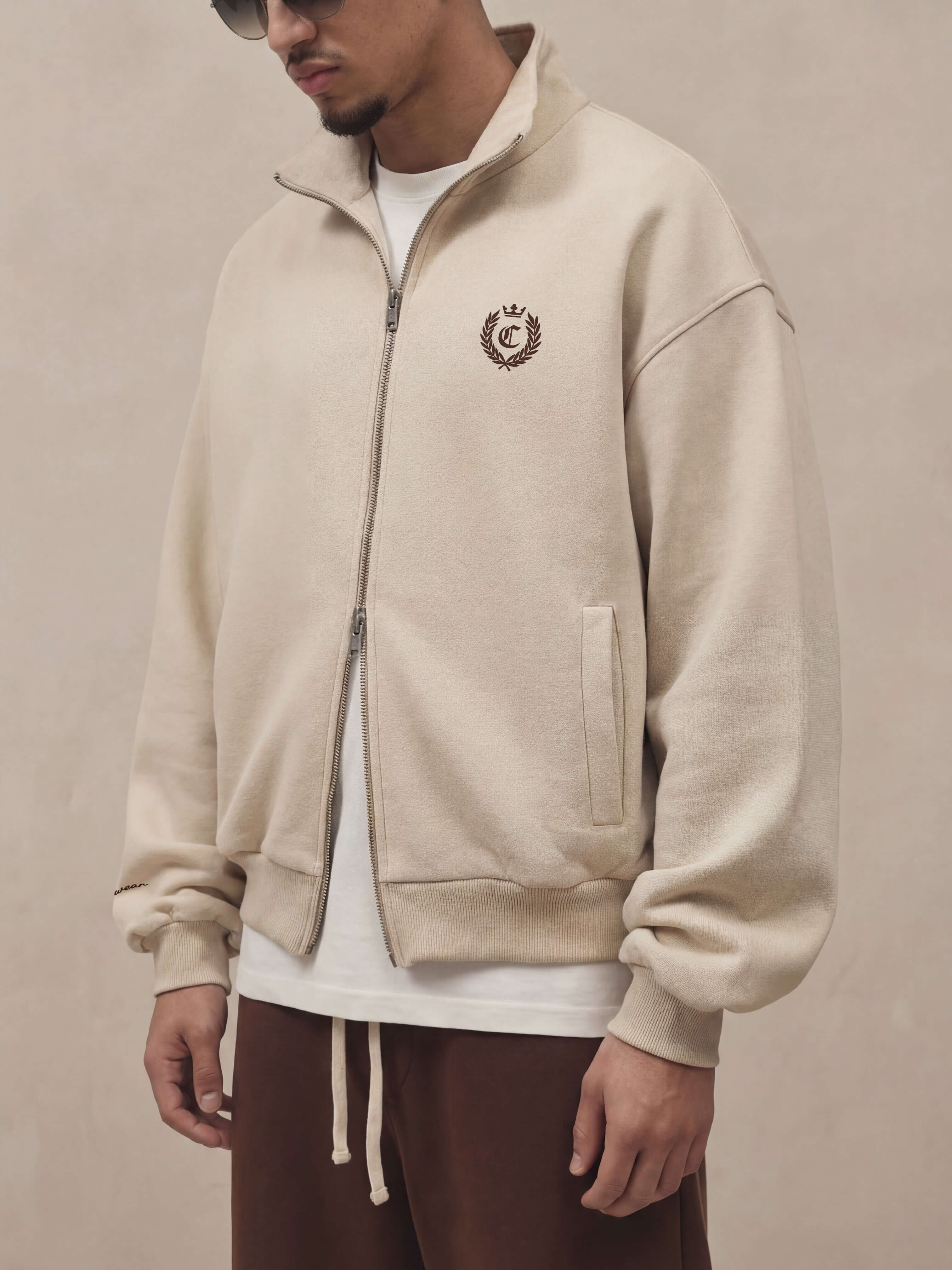 SIGNATURE FULL ZIP SWEATSHIRT - CREAMY MILK