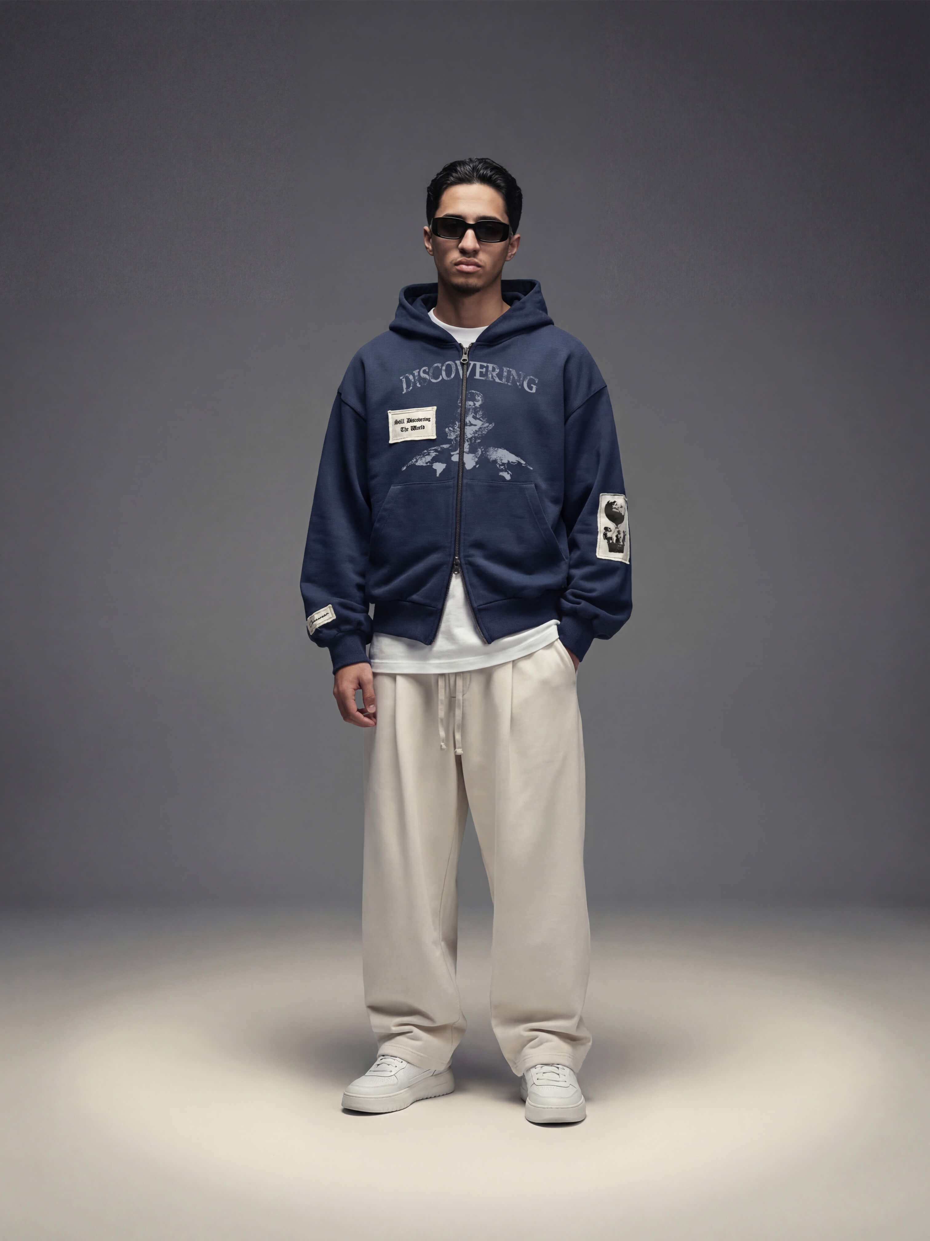 Discovering the world patch zipper - Navy blue