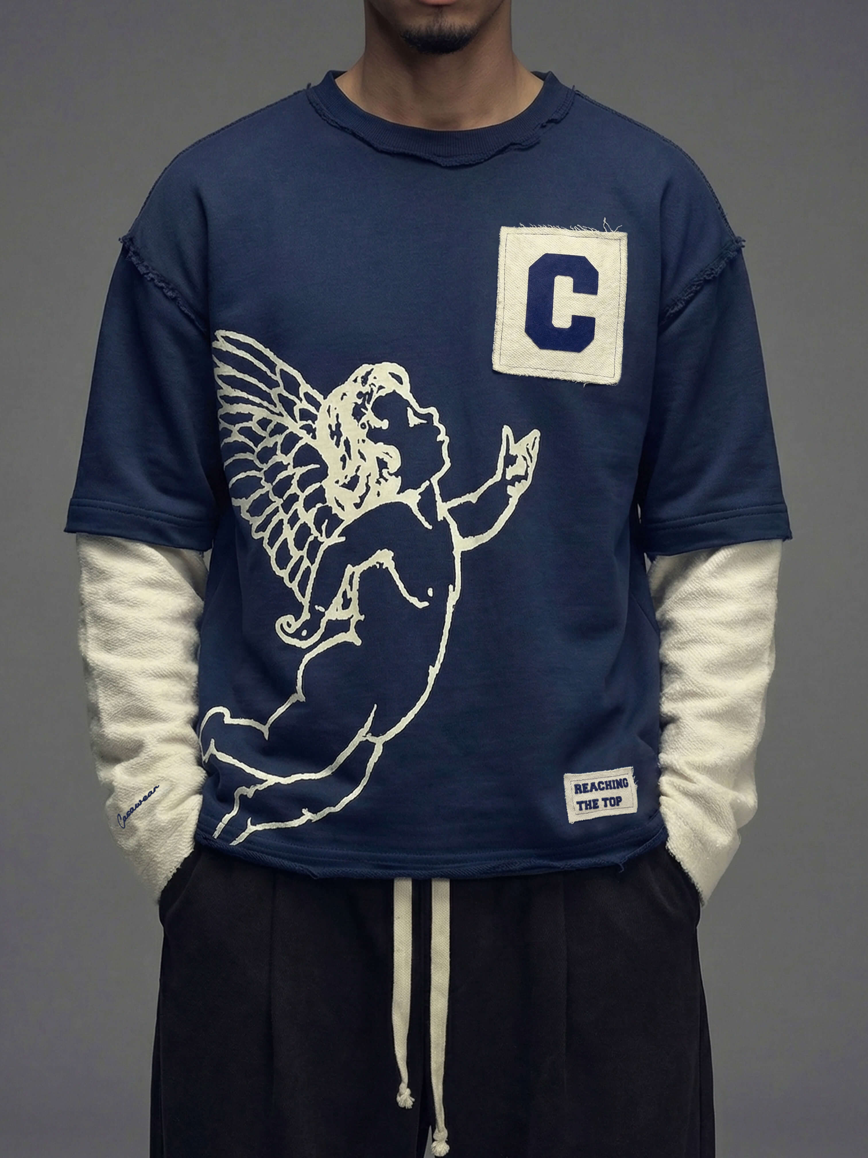Reaching the top Double sleeves - Navy Blue