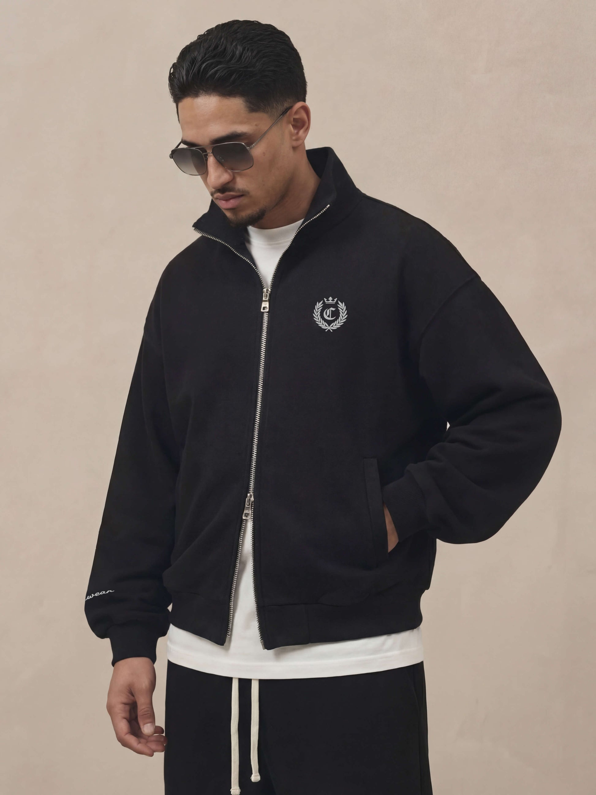 SIGNATURE FULL ZIP SWEATSHIRT - BLACK