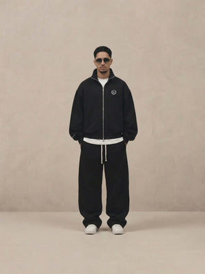SIGNATURE FULL ZIP SWEATSHIRT - BLACK