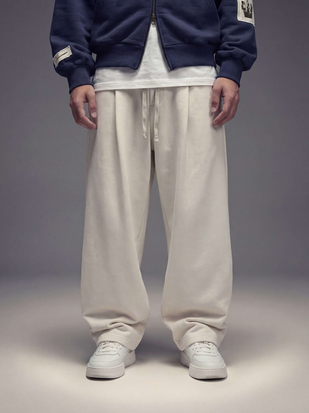 Pleated baggy pant - creamy milk