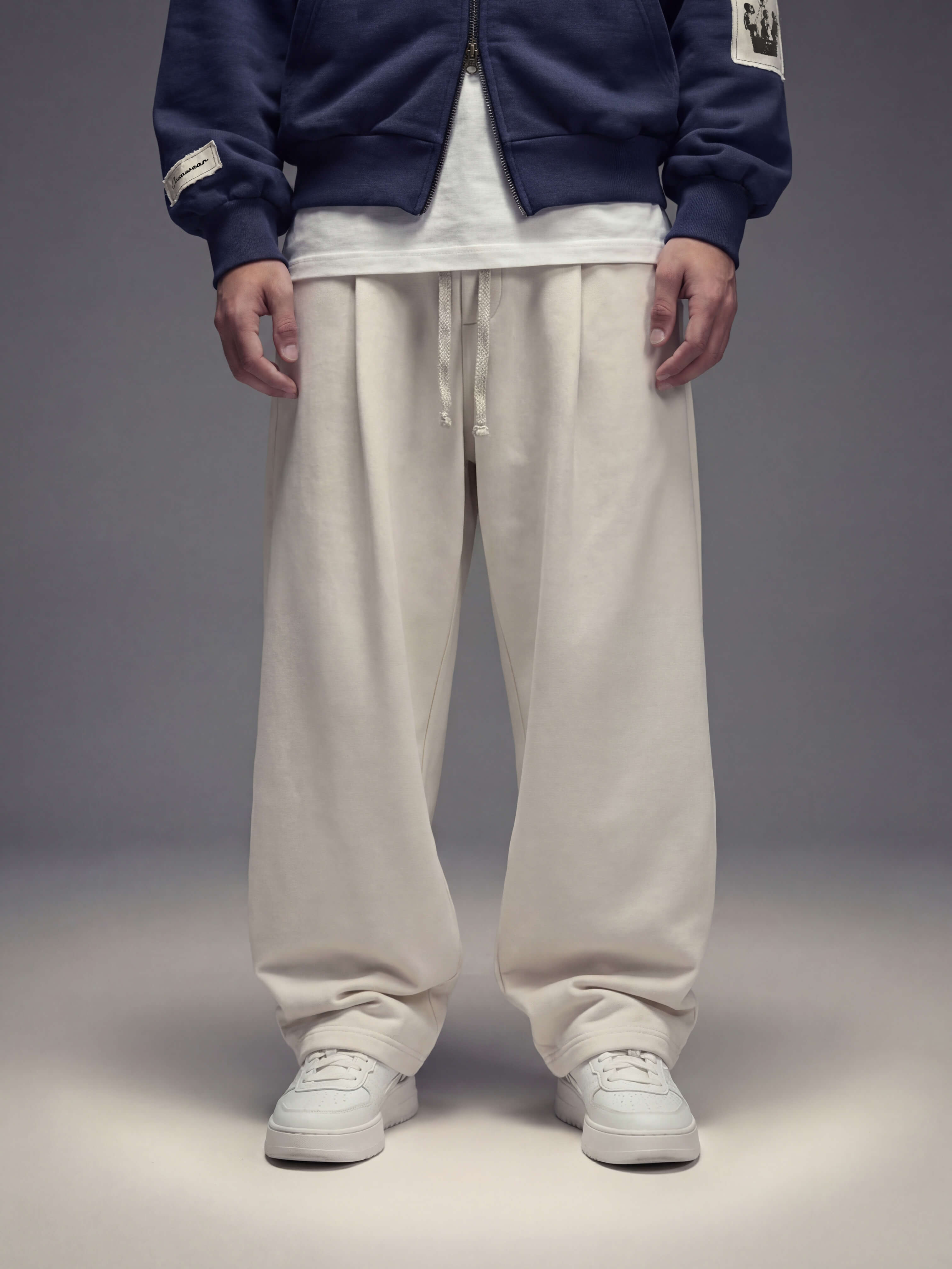 Pleated baggy pant - creamy milk
