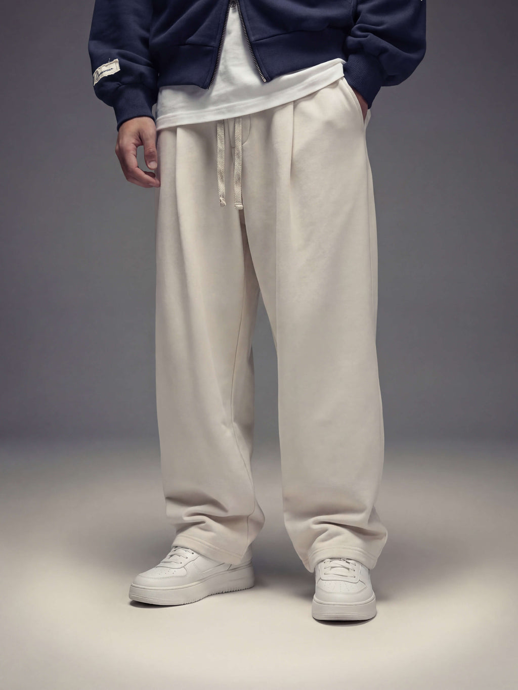 Pleated baggy pant - creamy milk