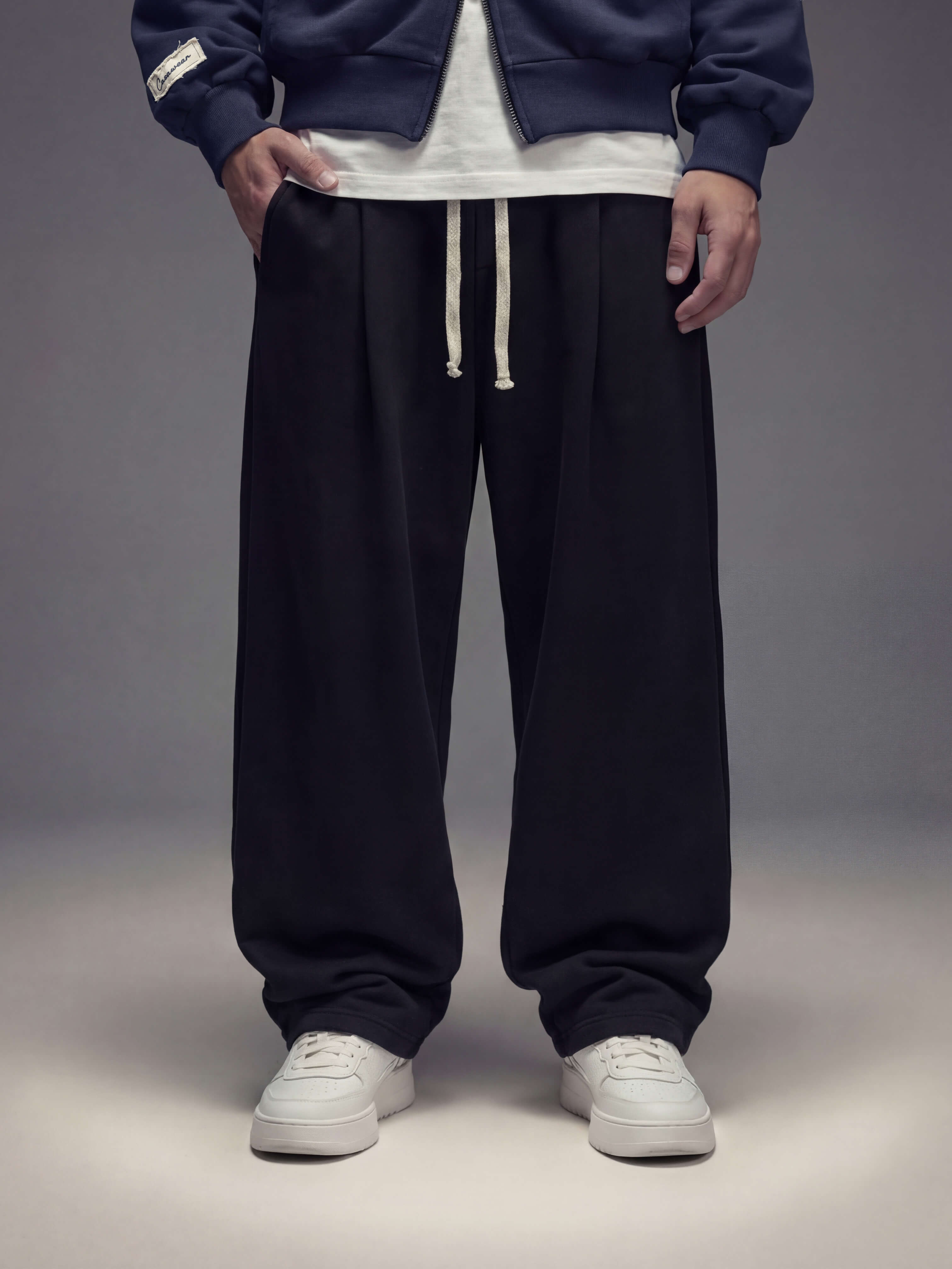 Pleated baggy pant - BLACK