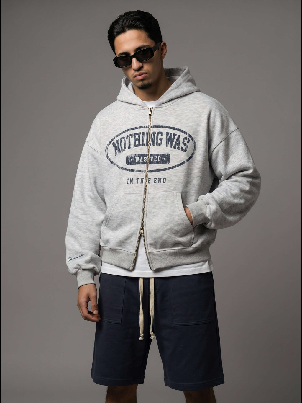 Nothing Was Wasted Double Zipper - Heather Grey