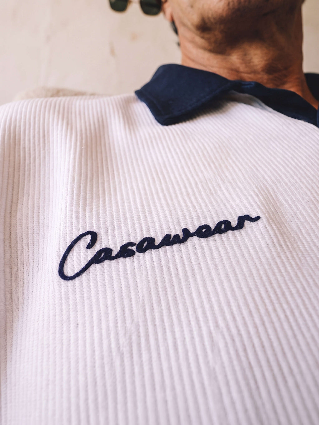 Prestige Club Ribbed Polo - white & Navy