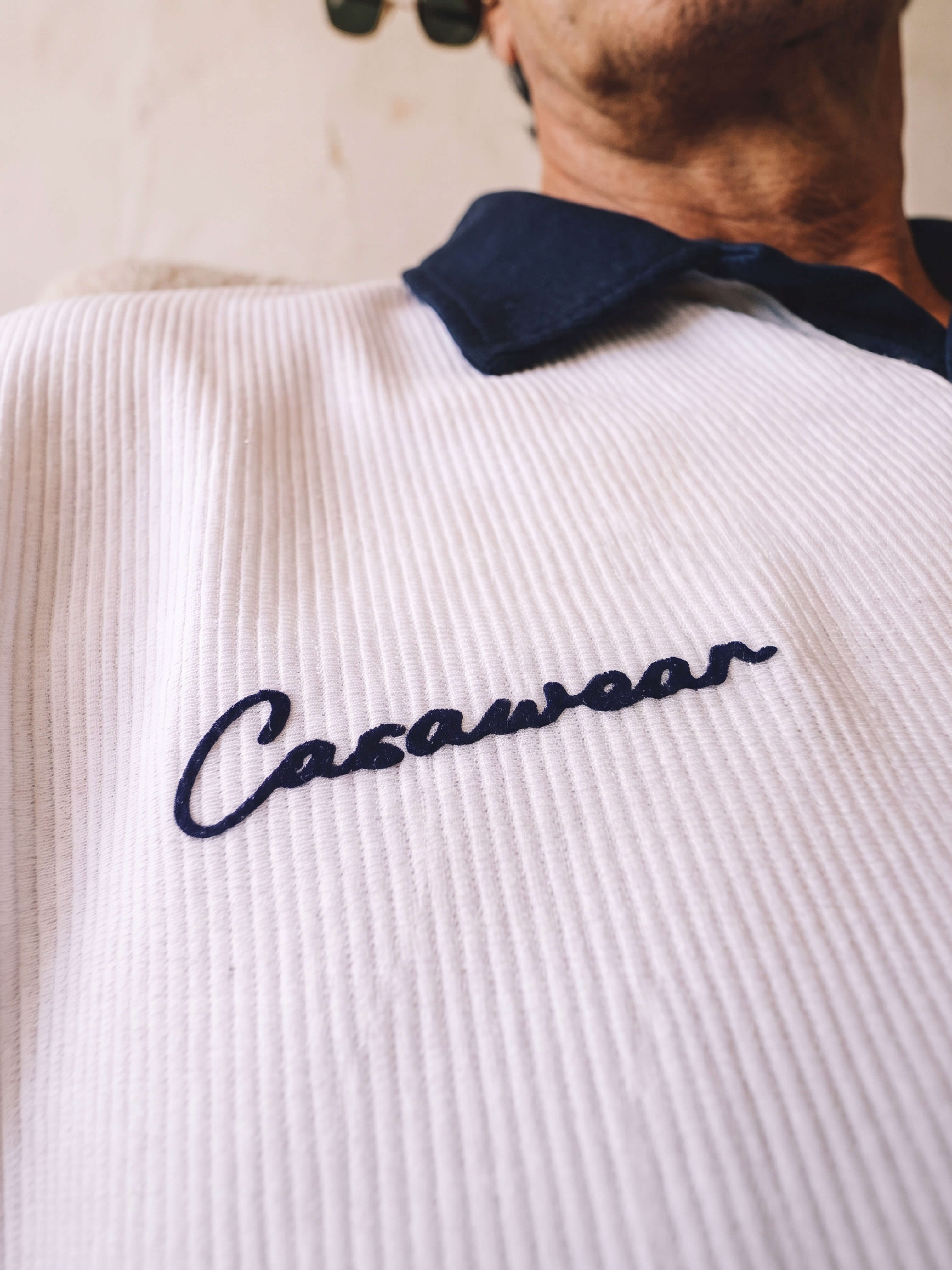 Prestige Club Ribbed Polo - white & Navy