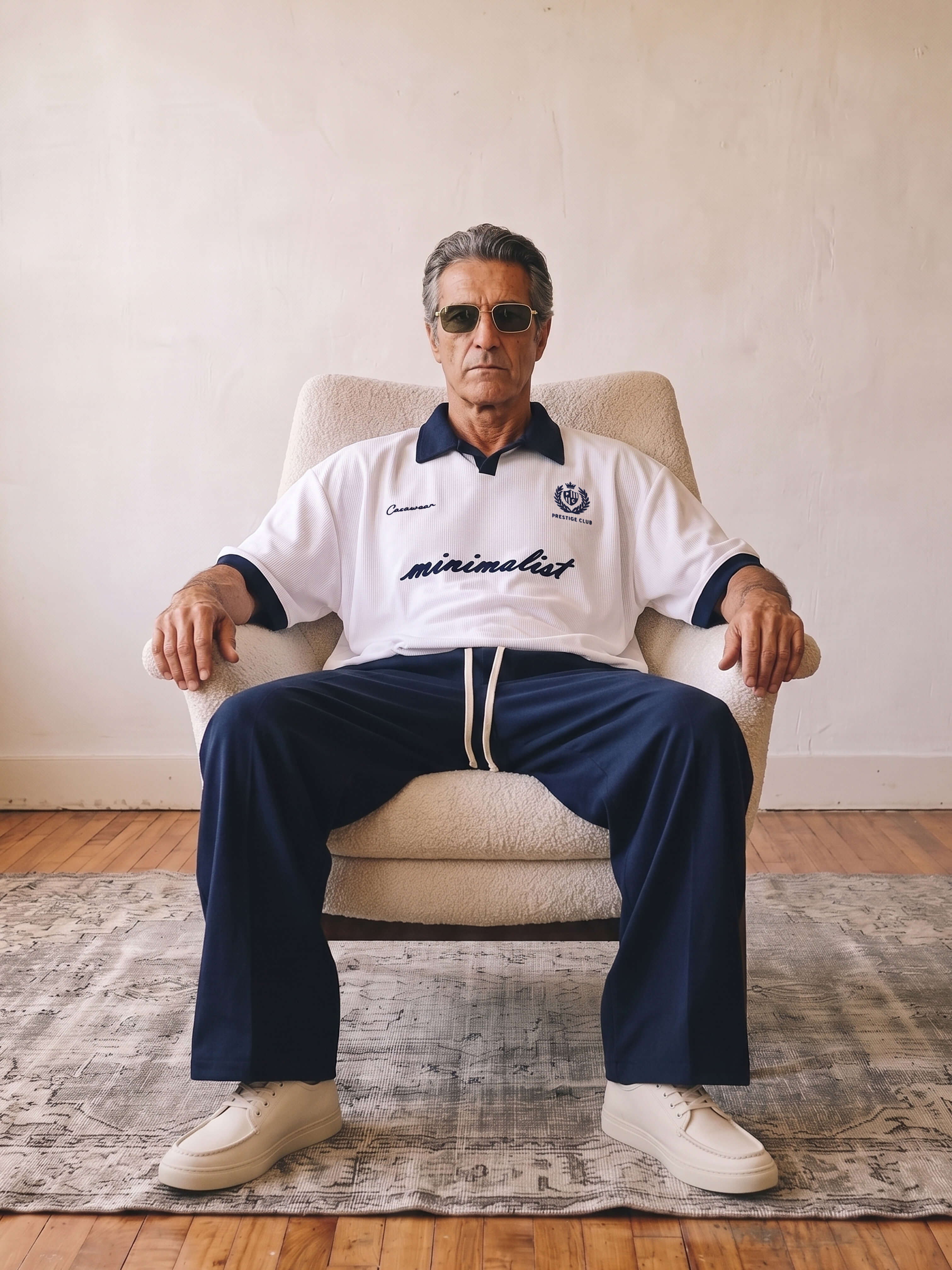 Prestige Club Ribbed Polo - white & Navy