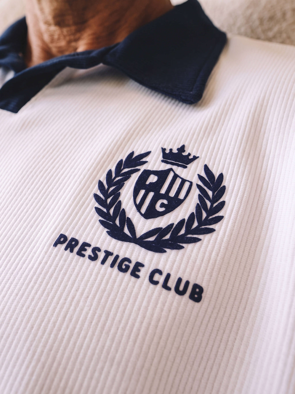Prestige Club Ribbed Polo - white & Navy