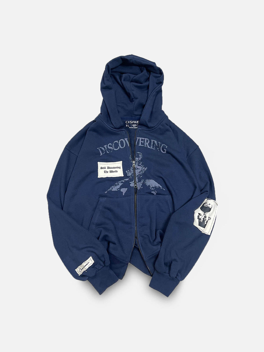 Discovering the world patch zipper - Navy blue