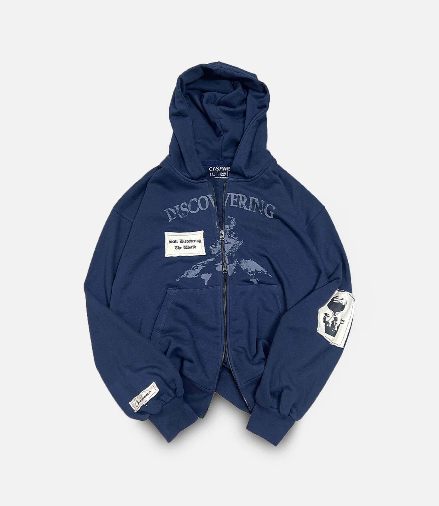 Discovering the world patch zipper - Navy blue