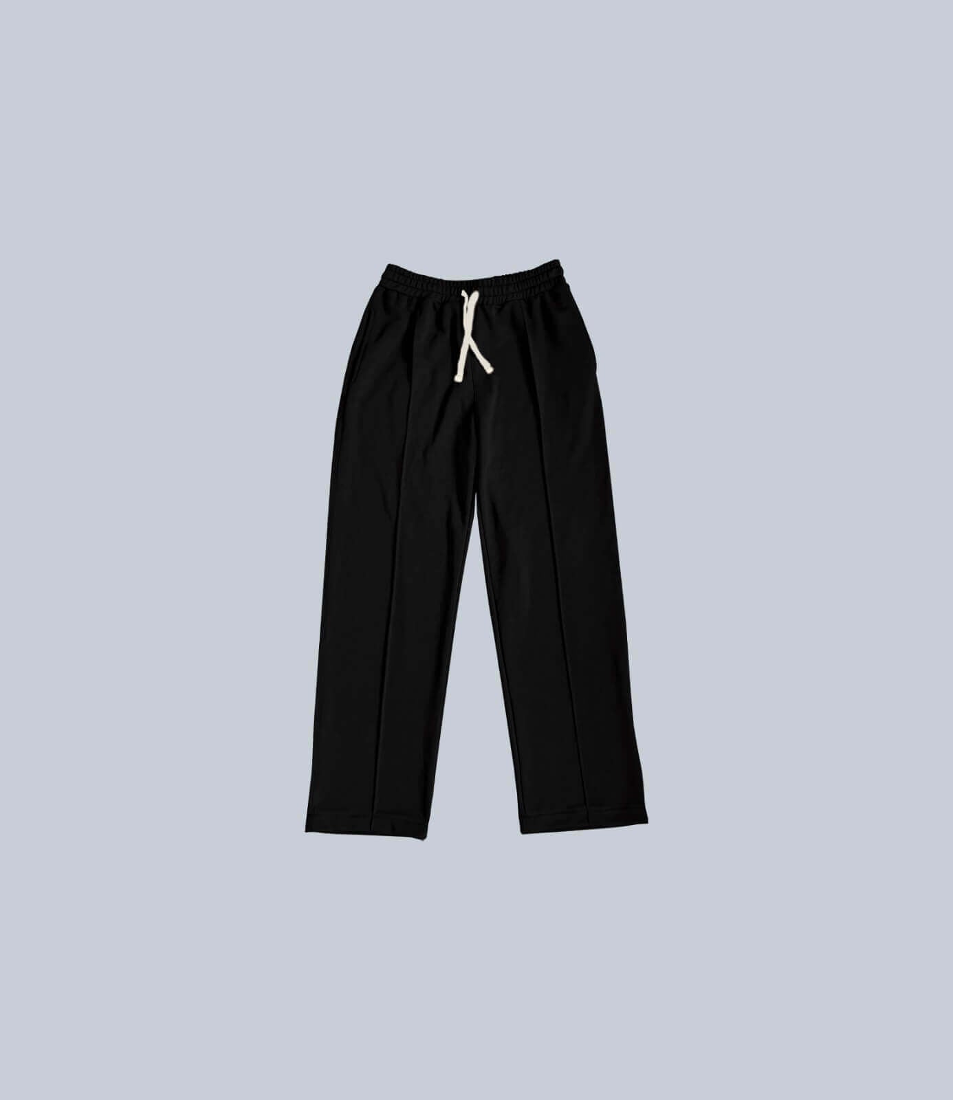 Folded Hem Sweatpants - Black