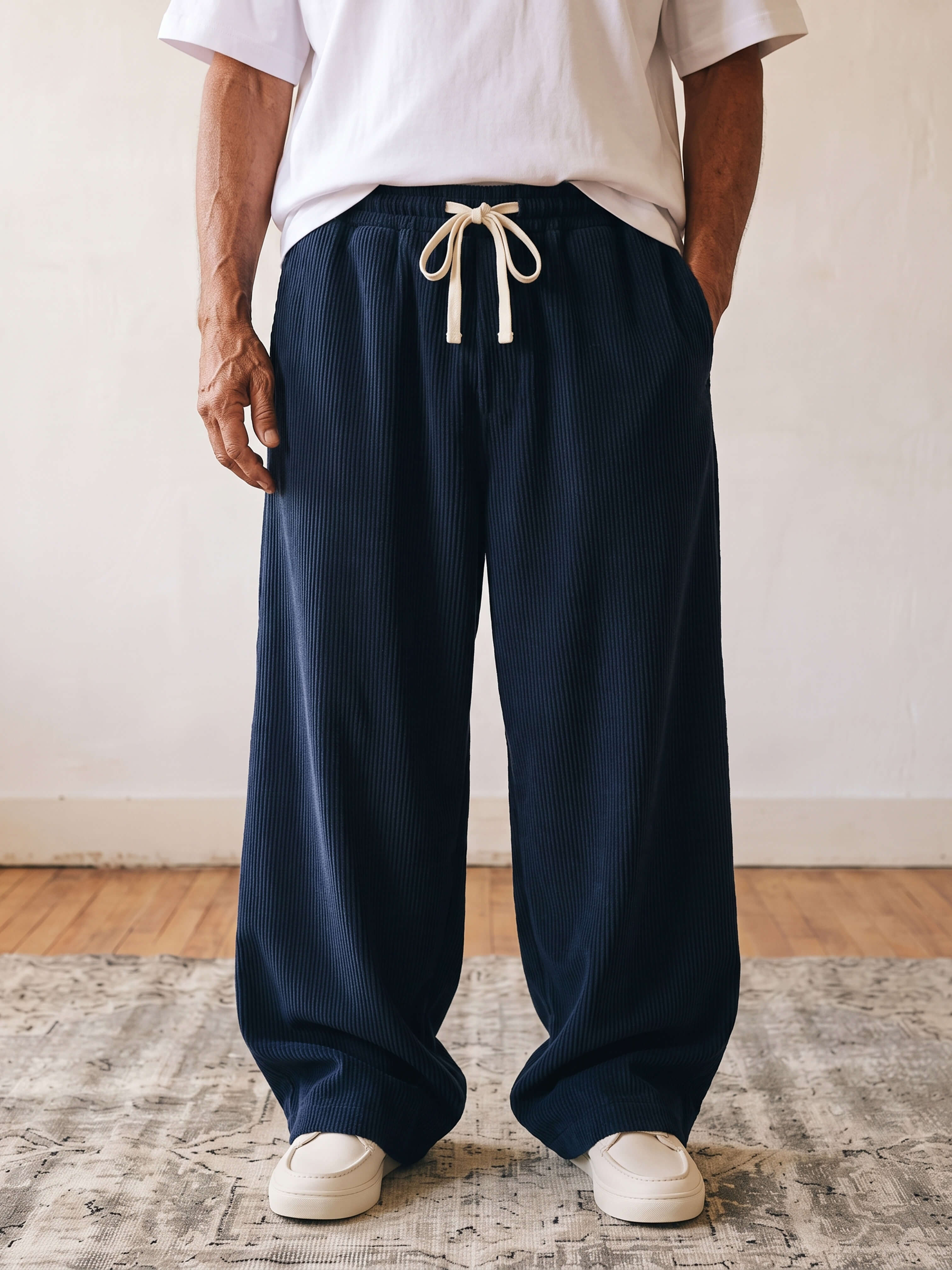 PC Straight Wide Leg Pant - Navy Blue