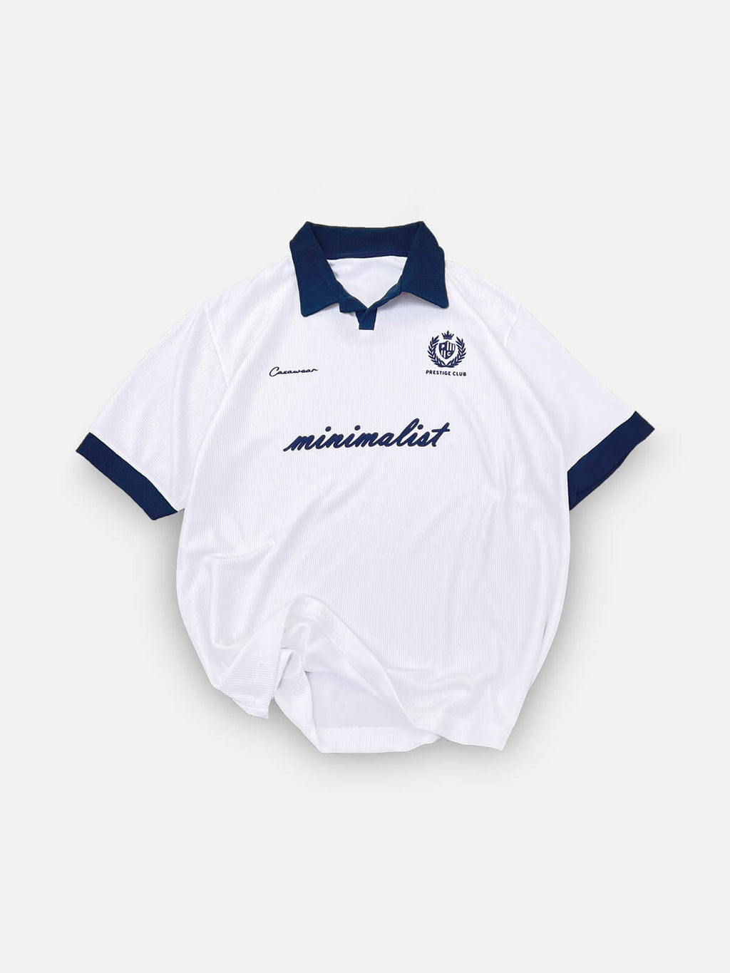 Prestige Club Ribbed Polo - white & Navy