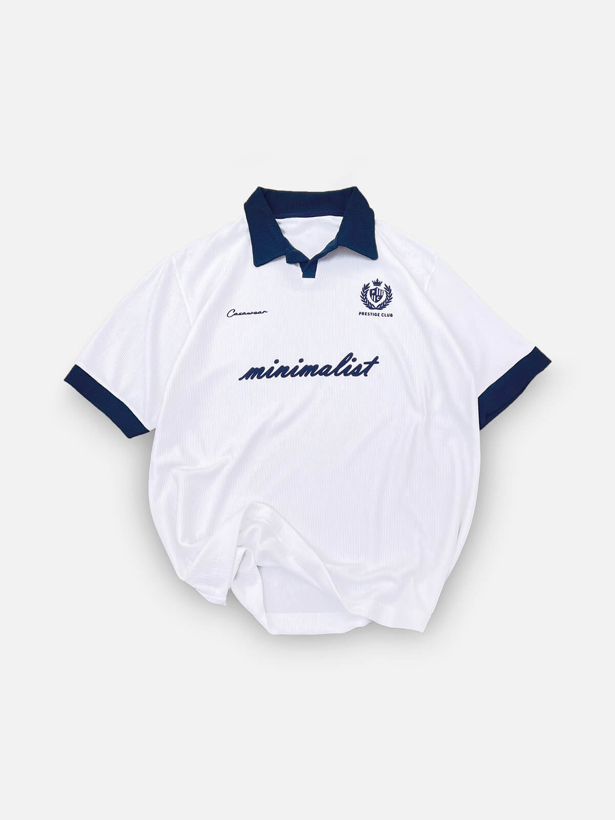 Prestige Club Ribbed Polo - white & Navy
