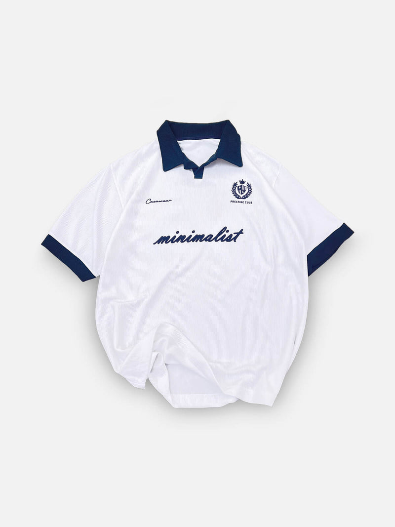 Prestige Club Ribbed Polo - white & Navy