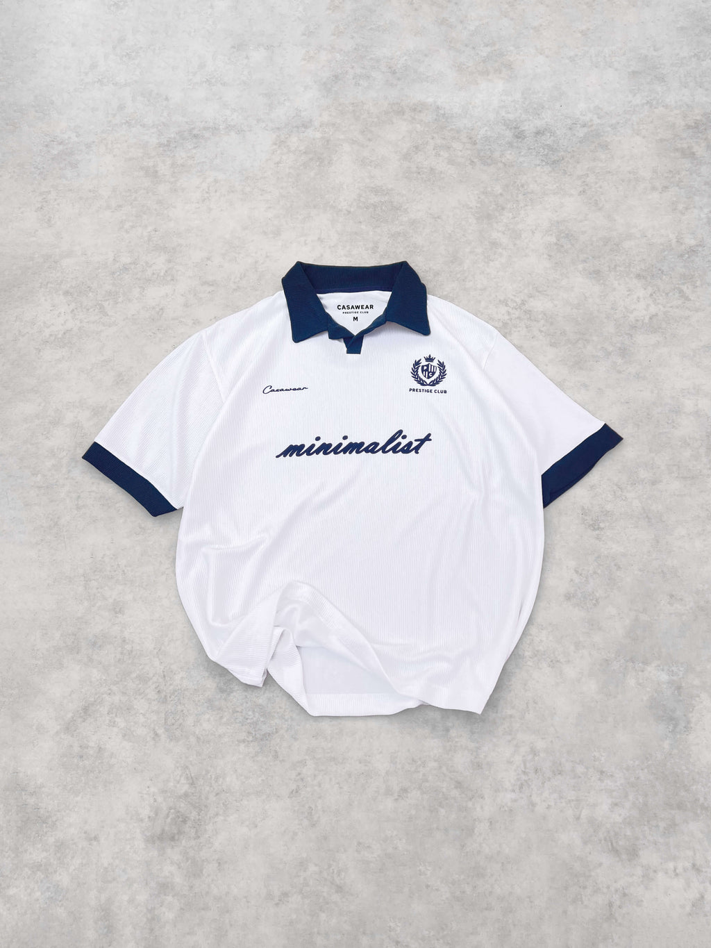 Prestige Club Ribbed Polo - white & Navy