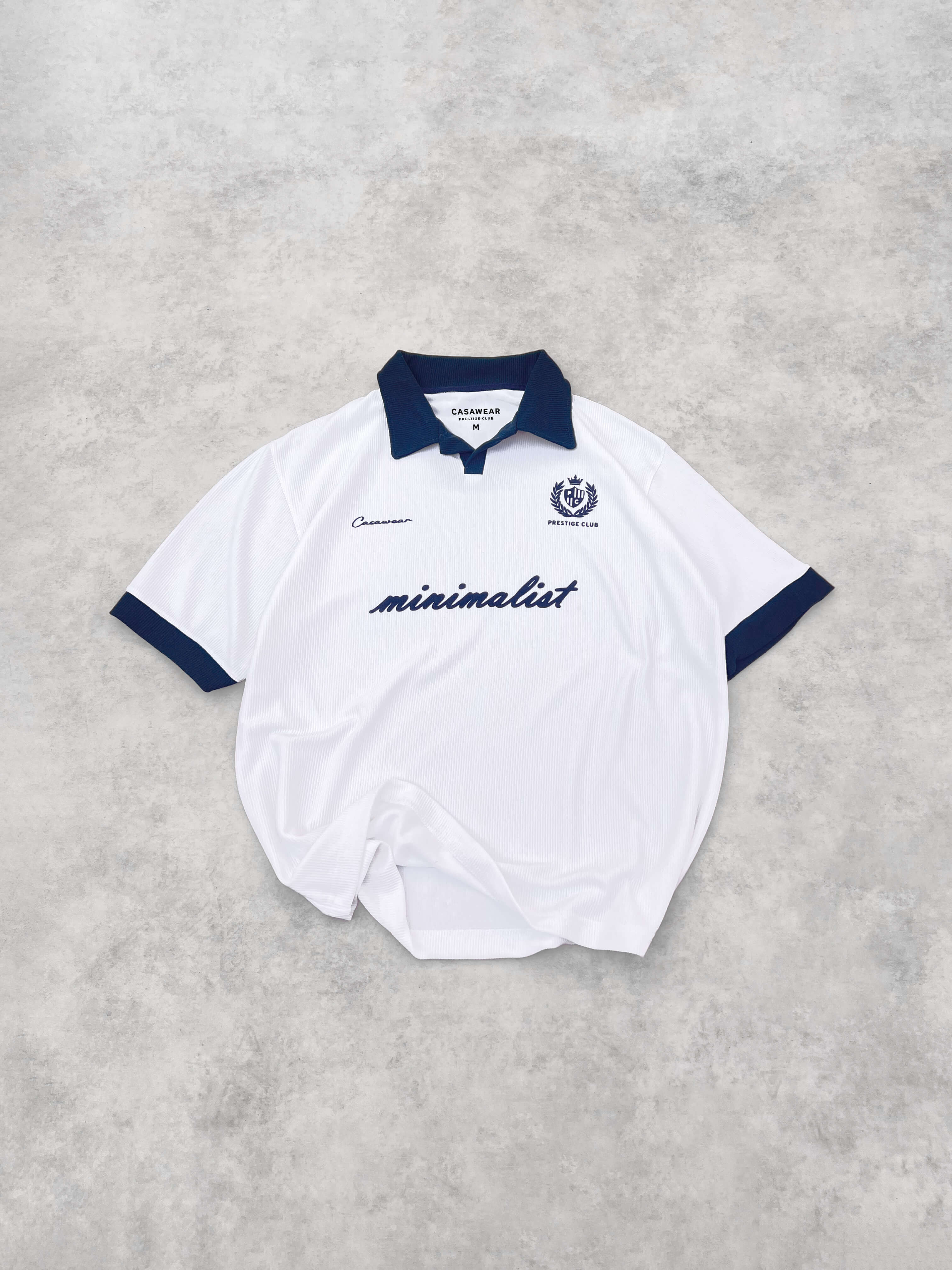 Prestige Club Ribbed Polo - white & Navy