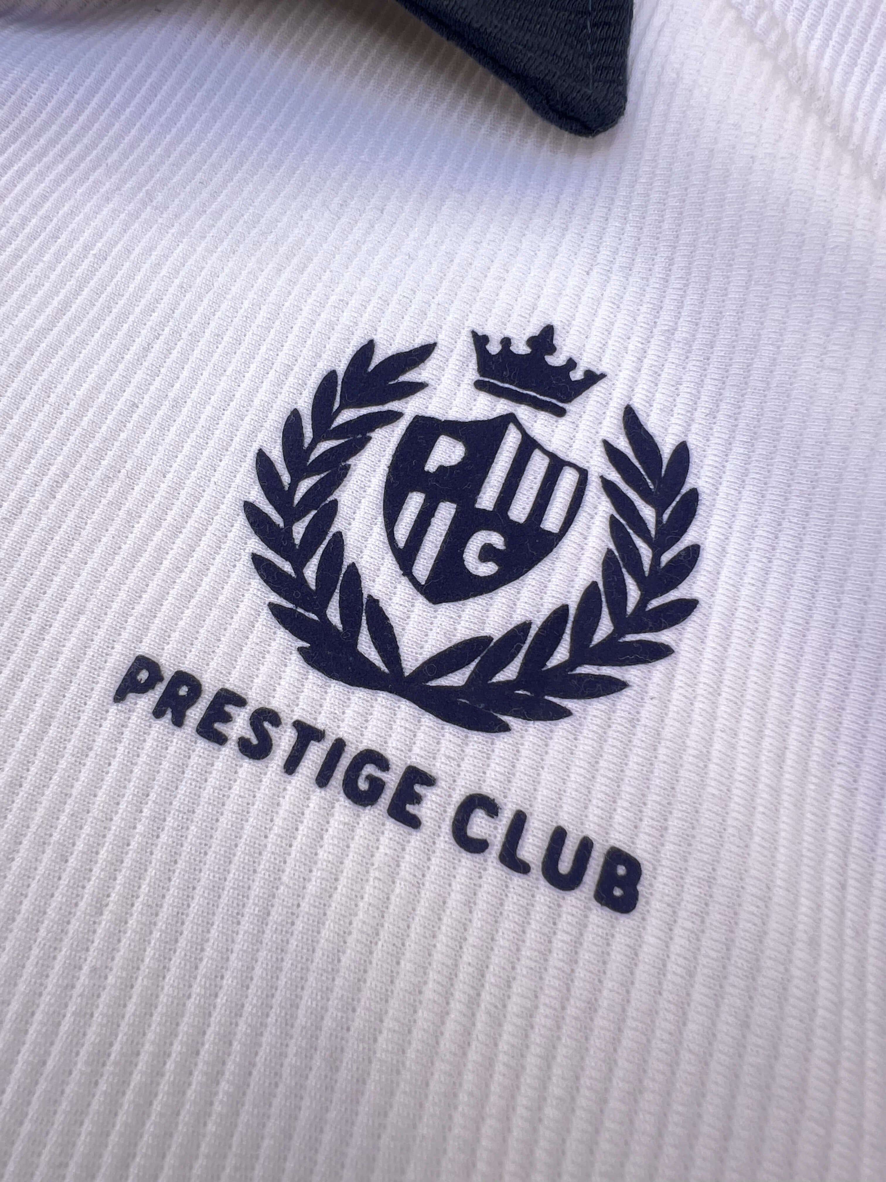 Prestige Club Ribbed Polo - white & Navy