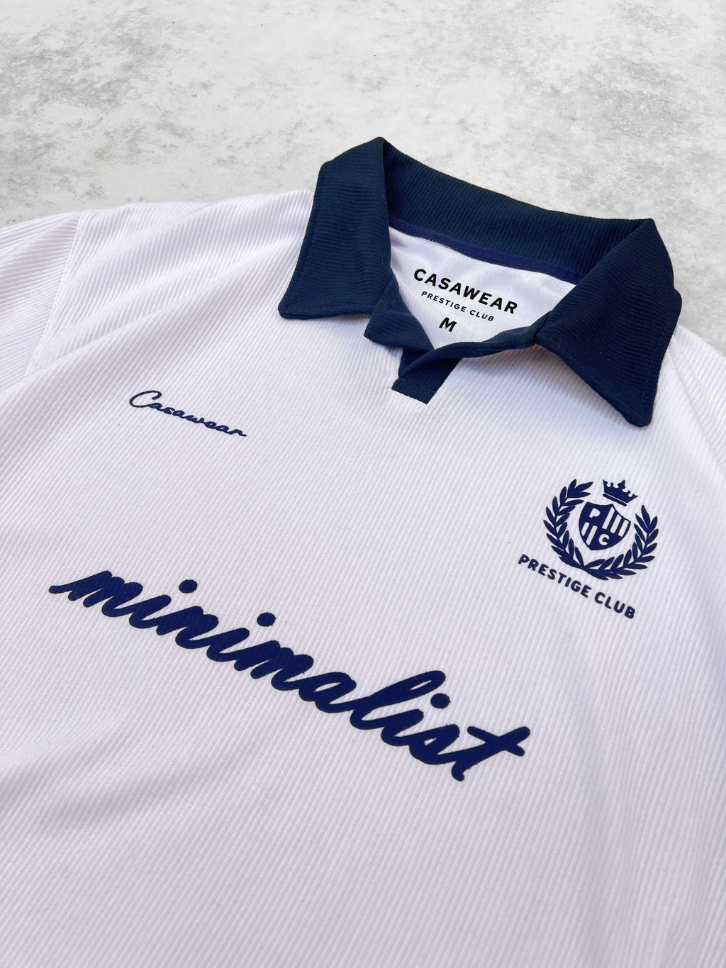 Prestige Club Ribbed Polo - white & Navy