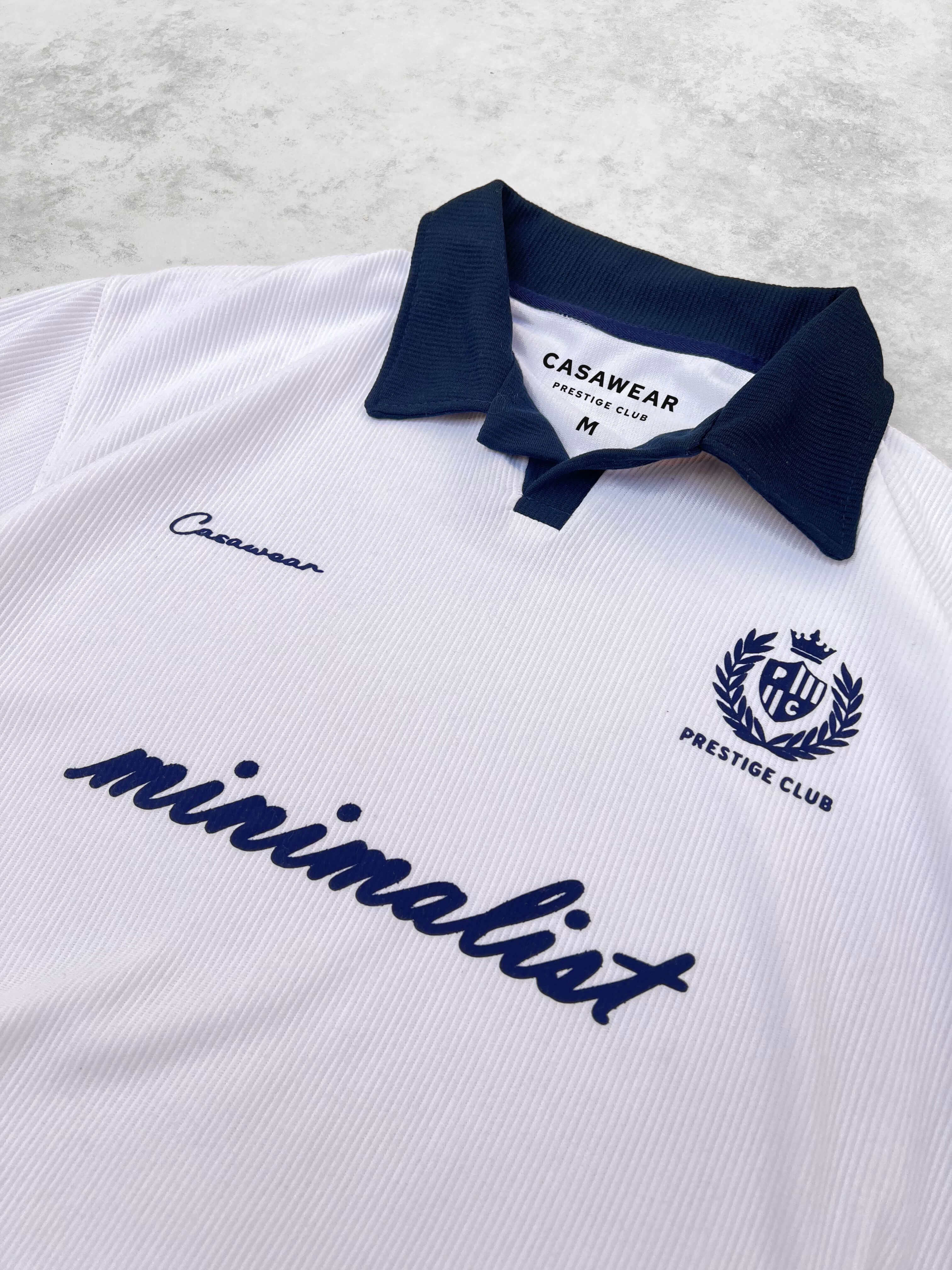 Prestige Club Ribbed Polo - white & Navy