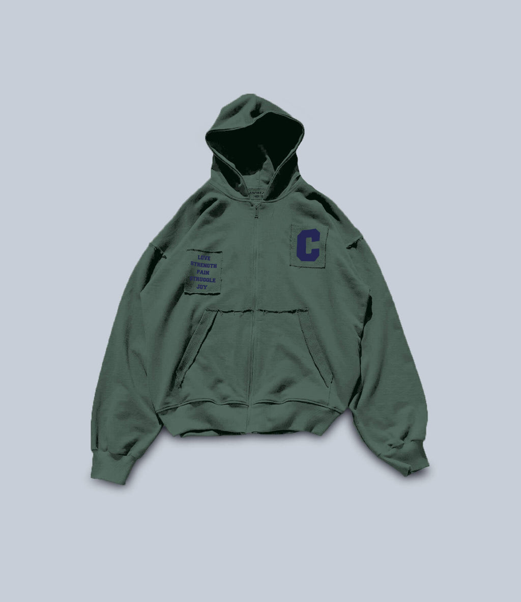 SFNL ZIPPER HOODIE -  FOREST green
