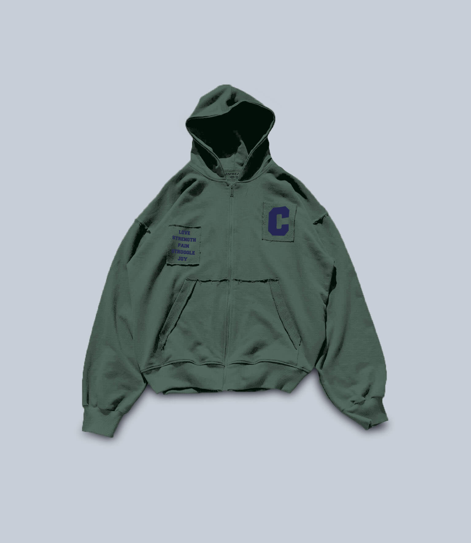 SFNL ZIPPER HOODIE -  FOREST green