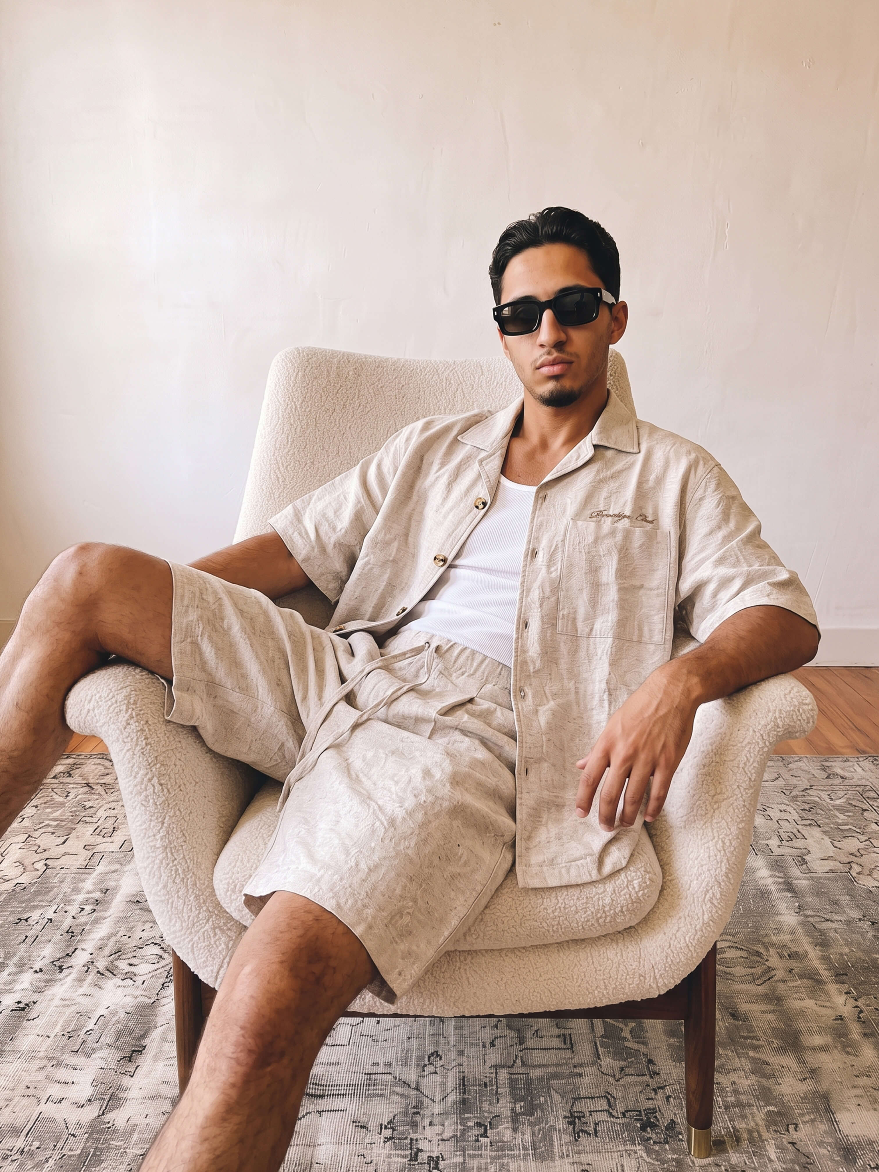 Prestige Club Linen Shirt - Jacquard Beige