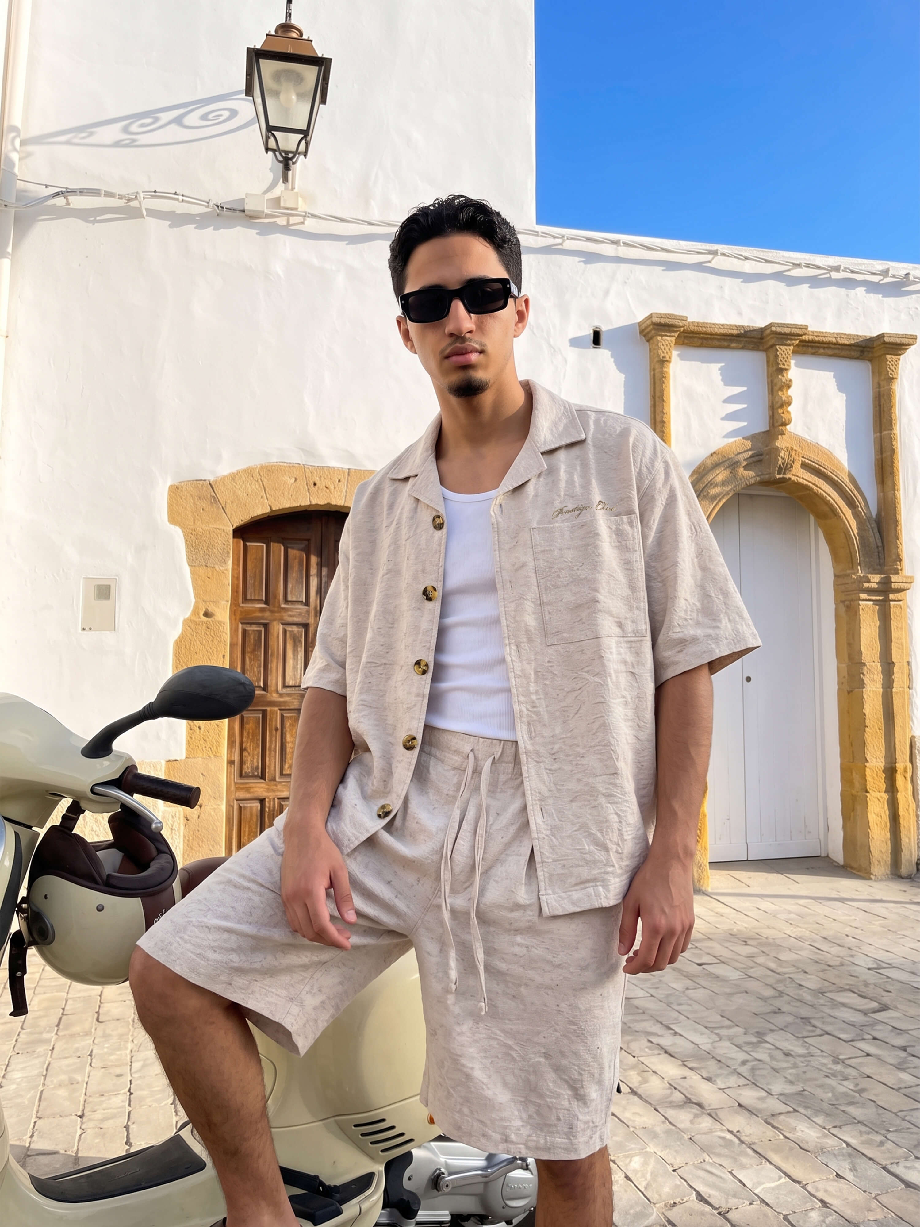 Prestige Club Linen Shirt - Jacquard Beige