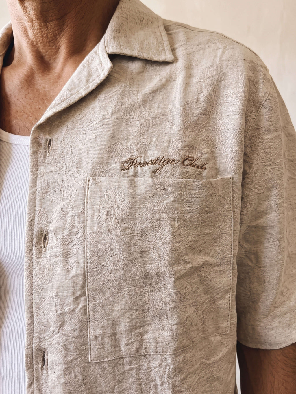 Prestige Club Linen Shirt - Jacquard Beige