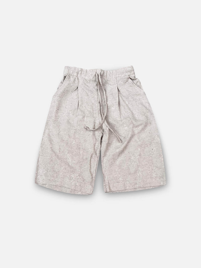 PC Pleated linen Short - Jacquard Beige