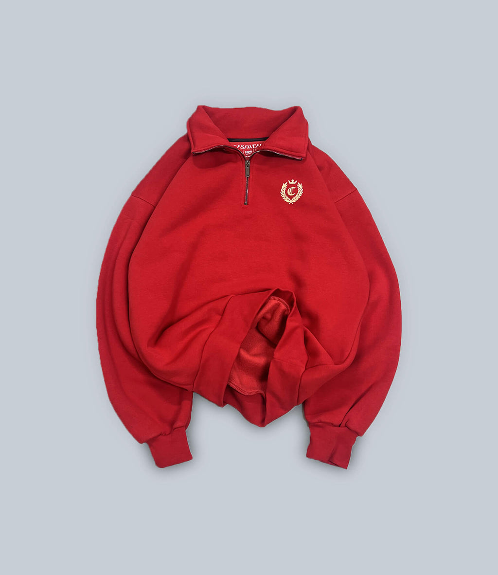 signature quarter zip - Chilli Red