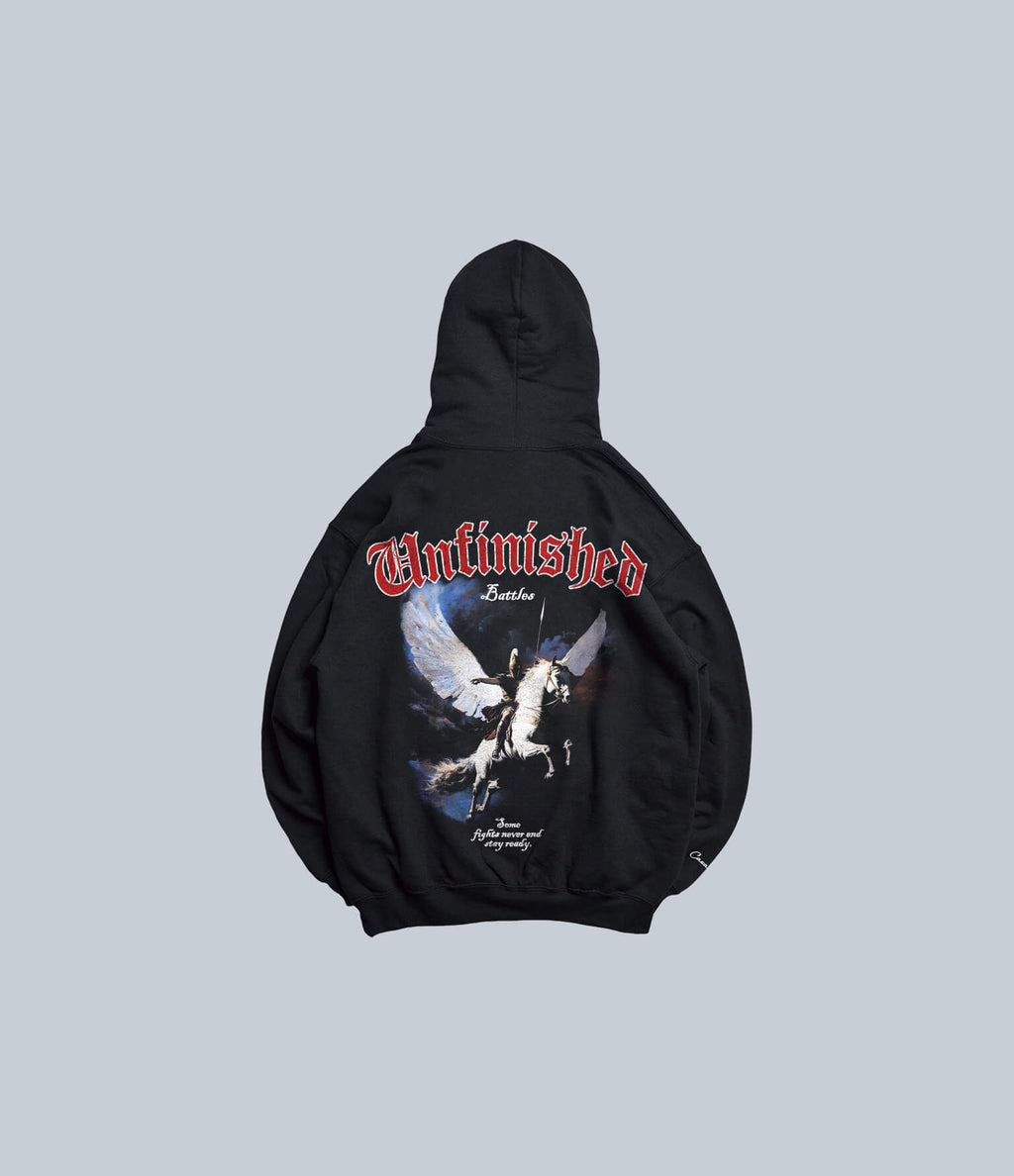 UNFINISHED BATTLES HOODIE - BLACK