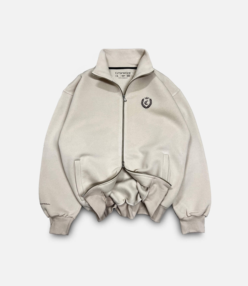 SIGNATURE FULL ZIP SWEATSHIRT - CREAMY MILK