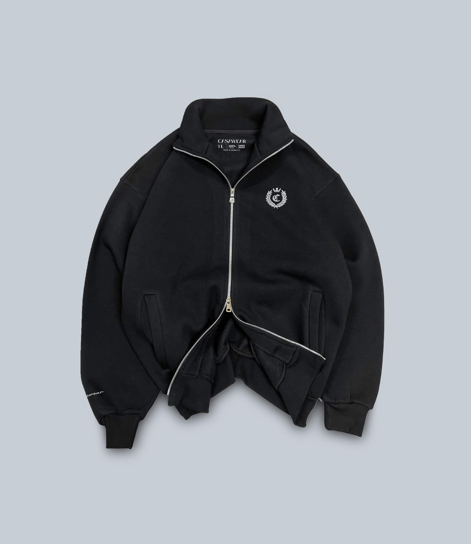 SIGNATURE FULL ZIP SWEATSHIRT - BLACK